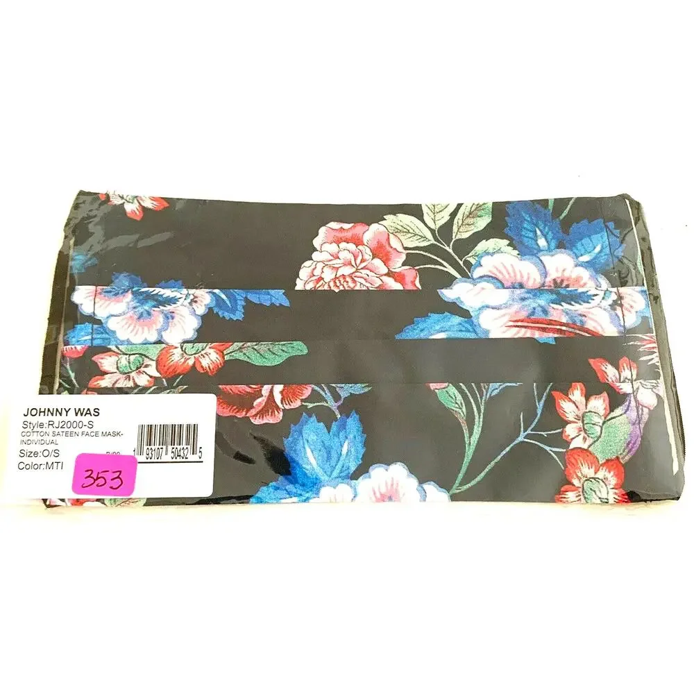JOHNNY WAS Face Mask Designer Floral Cotton Face Mask Washable